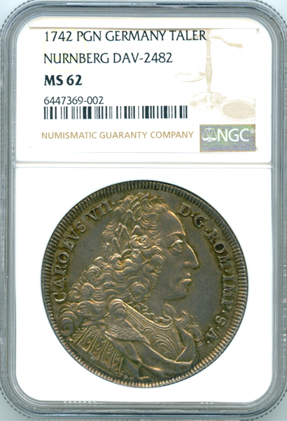 ドイツ ニュルンベルク 都市景観 1742PGN ターラー 銀貨 NGC