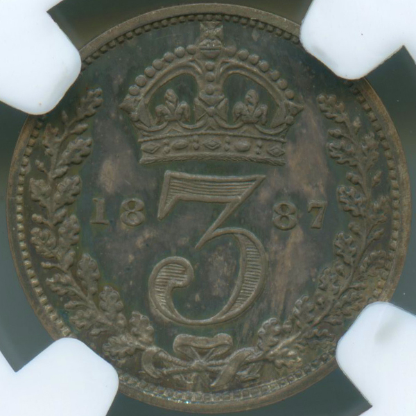 【高鑑定プルーフ】1887年 大英帝国 3ペンス 銀貨 アンティークコイン