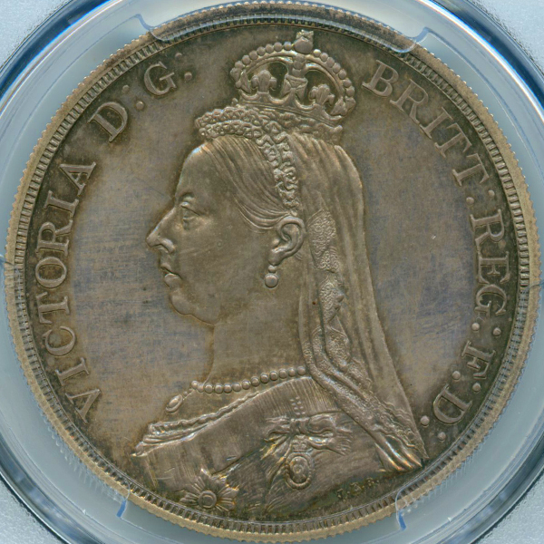 ビクトリアクラウン銀貨　ジュビリーヘッド　1887  PCGS  トーン有り