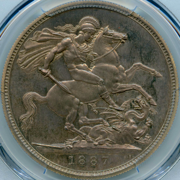 ビクトリアクラウン銀貨　ジュビリーヘッド　1887  PCGS  トーン有り