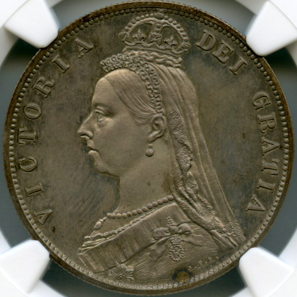 イギリス ヴィクトリア ジュビリーヘッド 1887年 1/2クラウン 銀貨 NGC ...