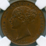 ジャージー ヴィクトリア 1844年 1/26シリング 銅貨 NGC MS62BN
