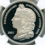 スイス ルツェルン 現代射撃祭 2021年 50フラン 銀貨 NGC PF70UCAM