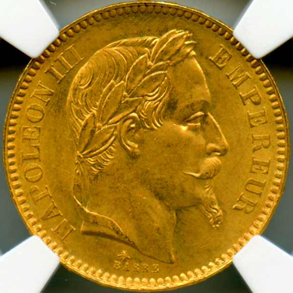 フランス 1854年 A ゴールド 20 フラン ナポレオン 3世 フランスナポレオン3世20フラン金貨