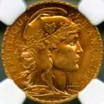 フランス マリアンヌ ルースター 1908年 20フラン 金貨 NGC MS66