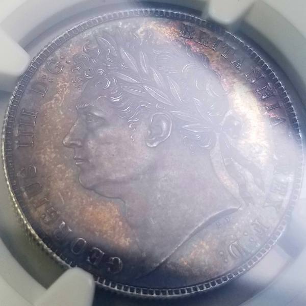 イギリス ジョージ4世 1820年 1/2クラウン REEDED EDGE 銀貨 NGC