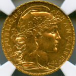 フランス マリアンヌ ルースター 1909年 20フラン 金貨 NGC MS66 | ARK