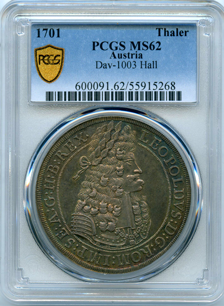 オーストリア 神聖ローマ帝国 レオポルト1世 1701年 ターラー 銀貨